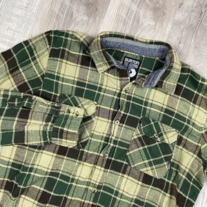 Burton Long Sleeve Flannel Men's Large Plaid Green Black Cotton